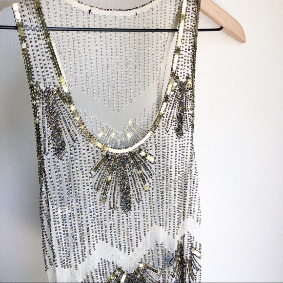 Vintage Style Beaded Tank Top Scalloped Hem - Picture 13 of 15